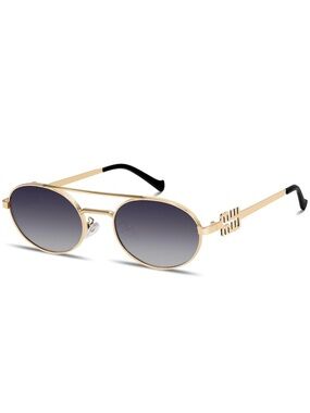 Gold Frame Oval Sunglasses with Gradient Lenses